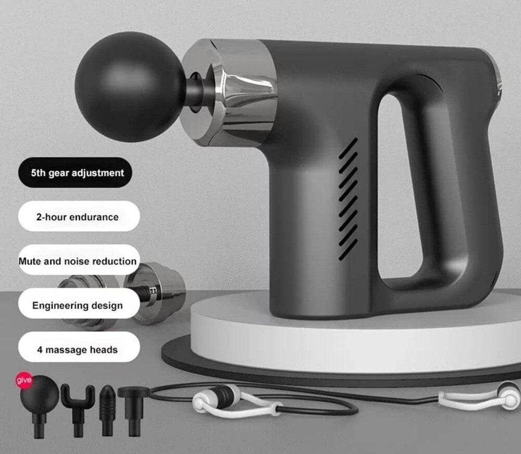 5in1 Powerful Double handled Fascial Massage Gun, Percussion with Deep Tissue Massage, BLUEIDEA.