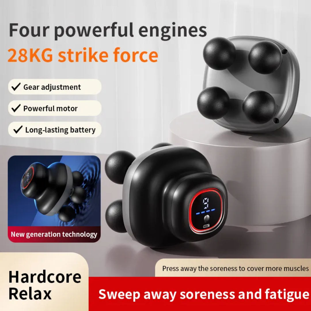 Yixuan 4 Heads Fascia Electric Back and Shoulder Relax Muscle Massage Gun Deep Tissue Percussion Massager.