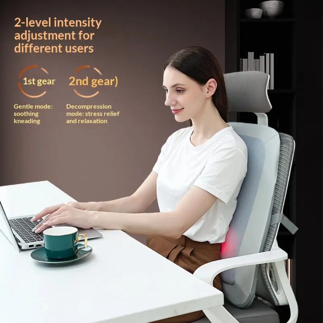 Shiatsu Backrest Seat Massager with Heat Percussion Massage Cordless Back Pain Relief Deep Tissue 4D Kneading Massage. (Imported)