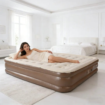 Leedsooy Inflatable bed Single & Double Size (Tripple Layer) | Air Bed Mattress For Relaxation
