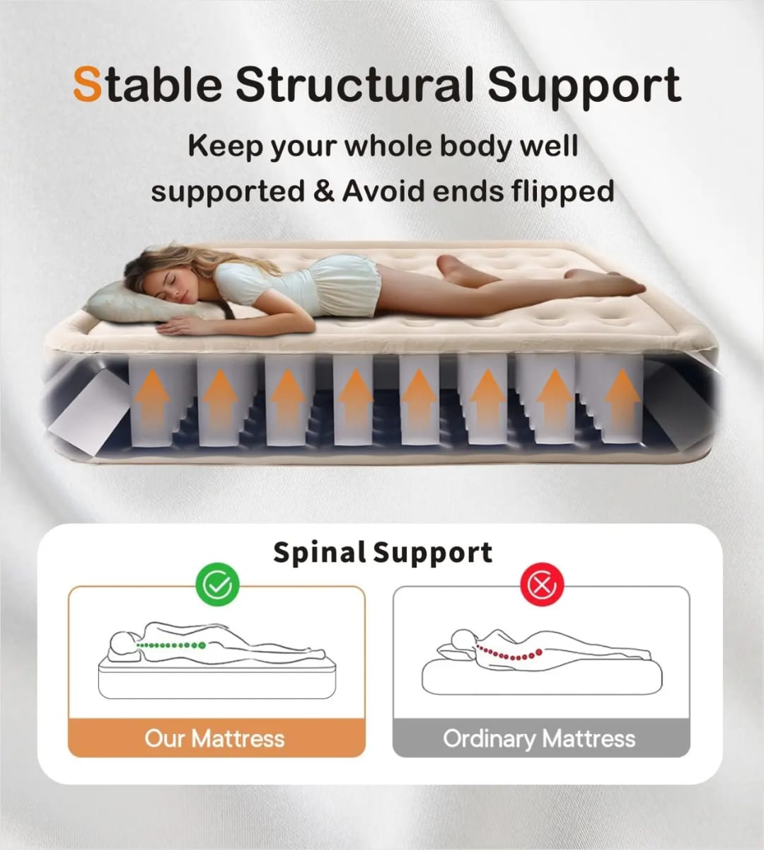 Leedsooy Inflatable bed Single & Double Size (Tripple Layer) | Air Bed Mattress For Relaxation