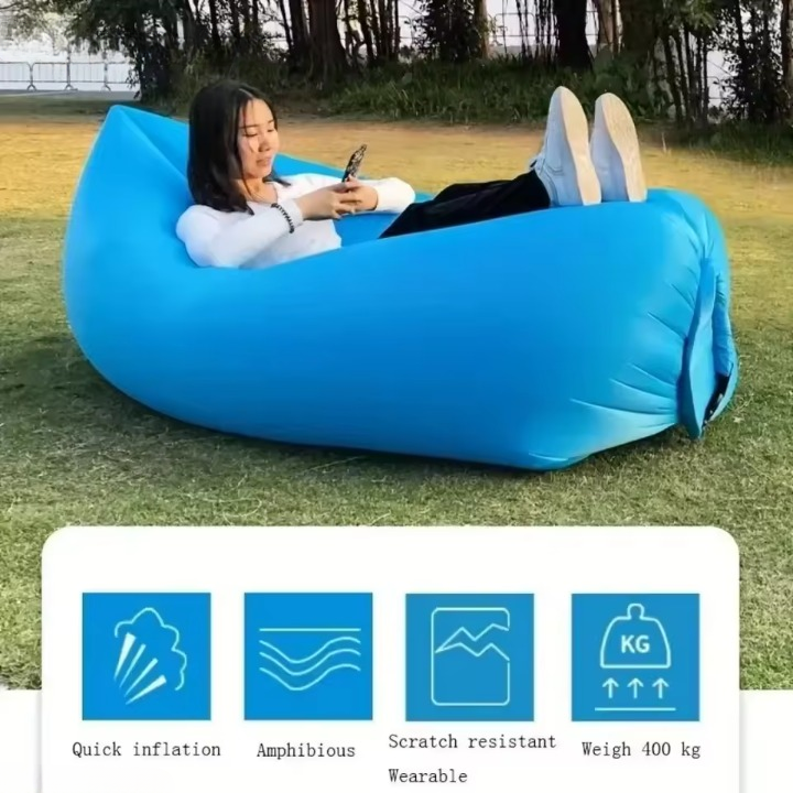 Inflatable Air Sofa Waterproof Portable Lay Bag, Durable Ripstop Polyester